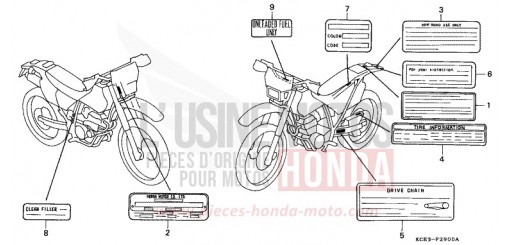 ETIQUETTE DE PRECAUTIONS XR250RT de 1996